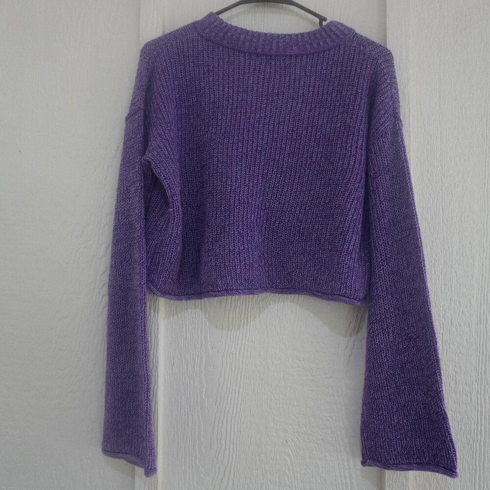 Women's Wild Fable Purple Knitted Crop Top w/ Flare Long Sleeves - Size …